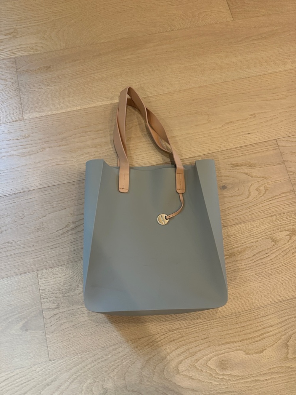 Fablou Minimalist Slate Tote with Tan Handles